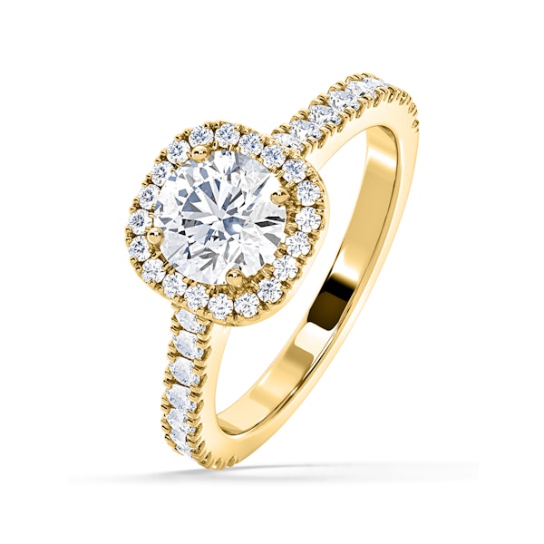 Elizabeth Lab Diamond Halo Engagement Ring in 18K Gold 2.50ct F/VS1 - Image 1
