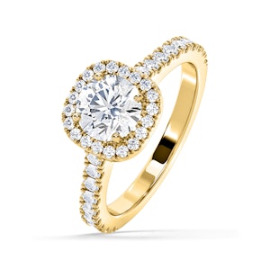 Elizabeth GIA Diamond Halo Engagement Ring in 18K Gold 1.50ct G/VS1