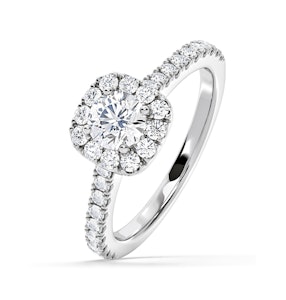 Elizabeth GIA Diamond Halo Engagement Ring 18K White Gold 1.30ct G/VS1