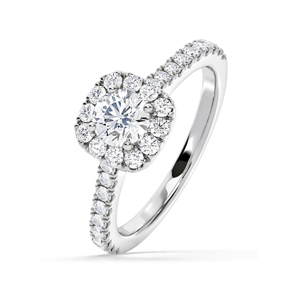 Elizabeth Lab Diamond Halo Engagement Ring 18K White Gold 1.00ct F/VS1 - Image 1