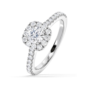 Elizabeth Lab Diamond Halo Engagement Ring 18K White Gold 1.00ct F/VS1