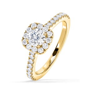Elizabeth GIA Diamond Halo Engagement Ring in 18K Gold 1.30ct G/VS2