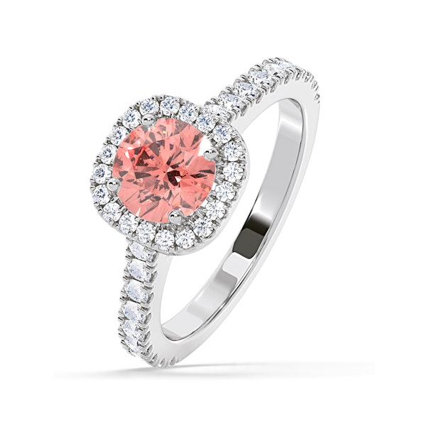 Elizabeth Pink Lab Diamond 1.70ct Halo Ring in 18K White Gold - Elara Collection - Image 1