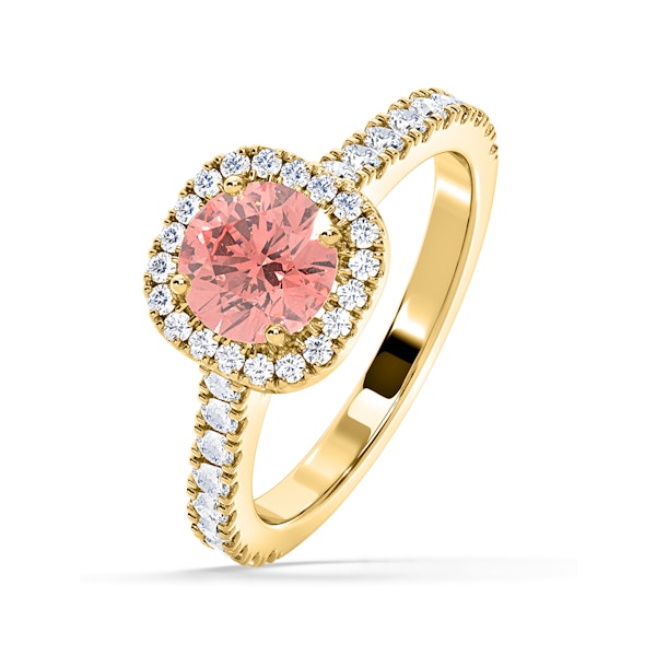 Elizabeth Pink Lab Diamond 1.70ct Halo Ring in 18K Yellow Gold - Elara Collection - Image 1