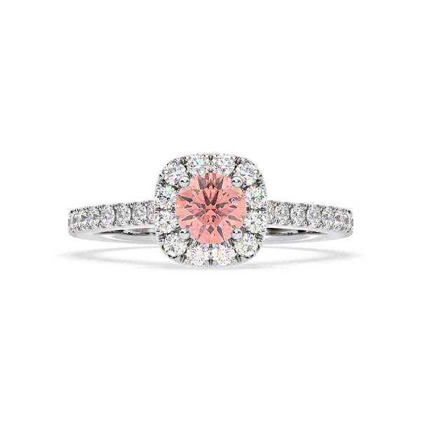 Elizabeth Pink Lab Diamond 1.00ct Halo Ring in 18K White Gold - Elara Collection - Image 3