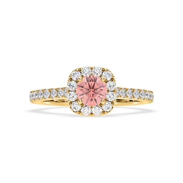 Elizabeth Pink Lab Diamond 1.00ct Halo Ring in 18K Yellow Gold - Elara Collection - Image 3