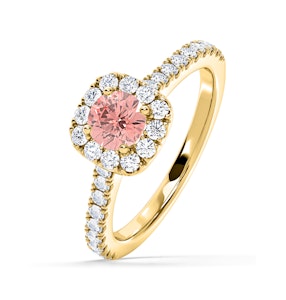 Elizabeth Pink Lab Diamond 1.00ct Halo Ring in 18K Yellow Gold - Elara Collection