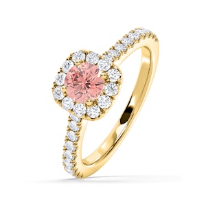 Elizabeth Pink Lab Diamond 1.00ct Halo Ring in 18K Yellow Gold - Elara Collection