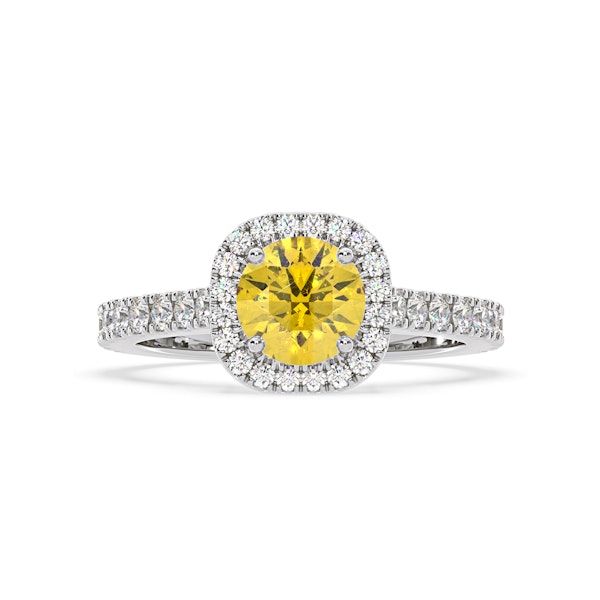 Elizabeth Yellow Lab Diamond 1.70ct Halo Ring in 18K White Gold - Elara Collection - Image 3
