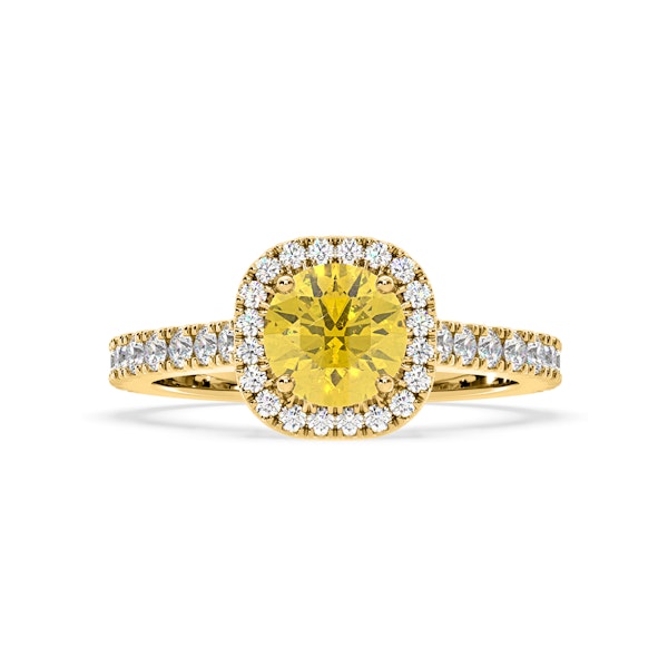 Elizabeth Yellow Lab Diamond 1.70ct Halo Ring in 18K Yellow Gold - Elara Collection - Image 3