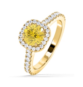 Elizabeth Yellow Lab Diamond 1.70ct Halo Ring in 18K Yellow Gold - Elara Collection