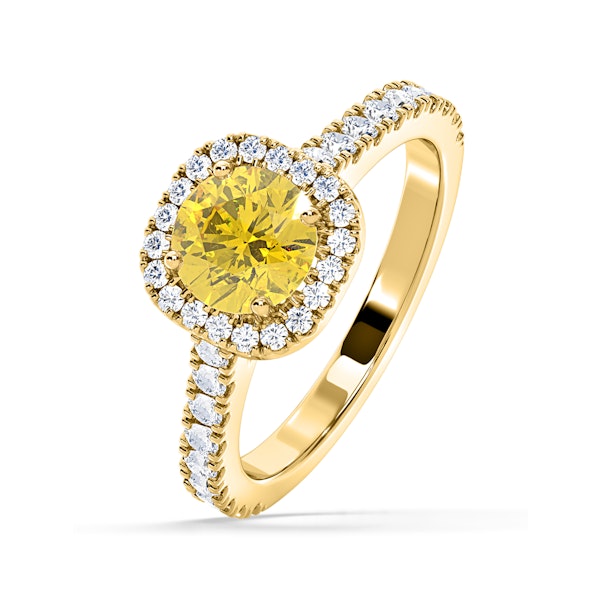 Elizabeth Yellow Lab Diamond 1.70ct Halo Ring in 18K Yellow Gold - Elara Collection - Image 1