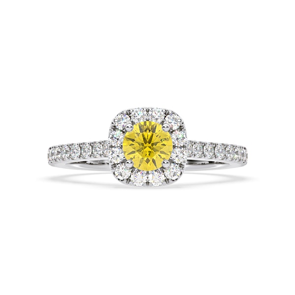 Elizabeth Yellow Lab Diamond 1.00ct Halo Ring in 18K White Gold - Elara Collection - Image 3