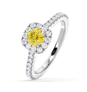 Elizabeth Yellow Lab Diamond 1.00ct Halo Ring in Platinum - Elara Collection