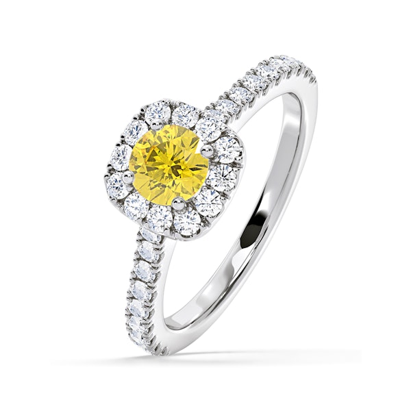 Elizabeth Yellow Lab Diamond 1.00ct Halo Ring in Platinum - Elara Collection - Image 1