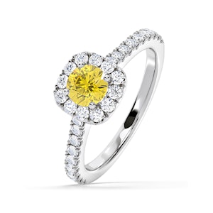 Elizabeth Yellow Lab Diamond 1.00ct Halo Ring in 18K White Gold - Elara Collection