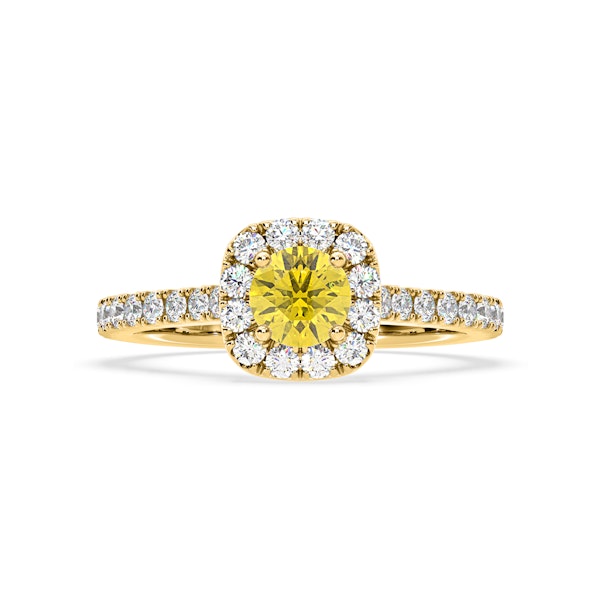 Elizabeth Yellow Lab Diamond 1.00ct Halo Ring in 18K Yellow Gold - Elara Collection - Image 3