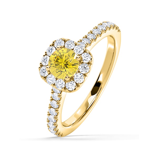 Elizabeth Yellow Lab Diamond 1.00ct Halo Ring in 18K Yellow Gold - Elara Collection - Image 1
