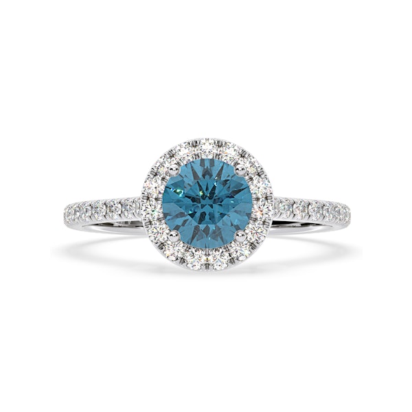 Reina Blue Lab Diamond 1.80ct Halo Ring in 18K White Gold - Elara Collection - Image 3