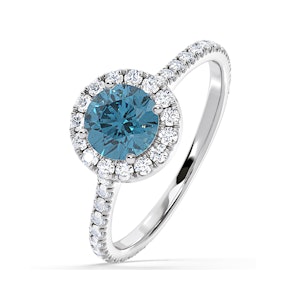 Reina Blue Lab Diamond 1.80ct Halo Ring in 18K White Gold - Elara Collection