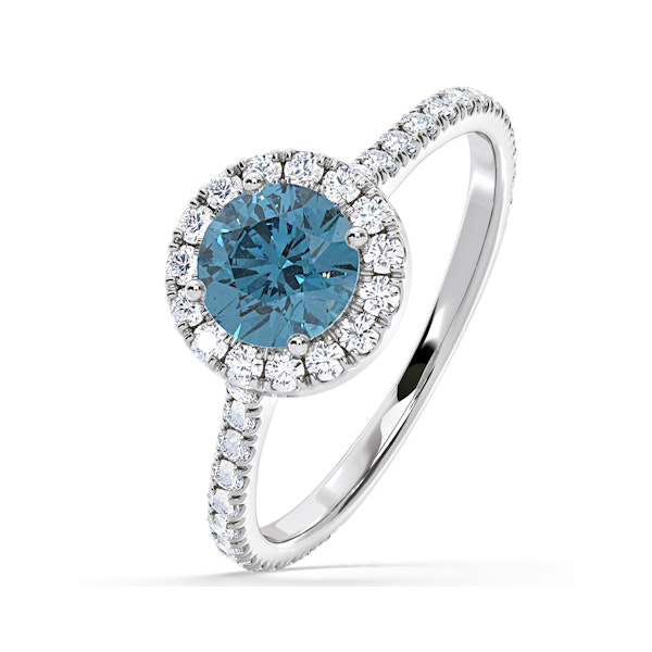 Reina Blue Lab Diamond 1.80ct Halo Ring in 18K White Gold - Elara Collection - Image 1