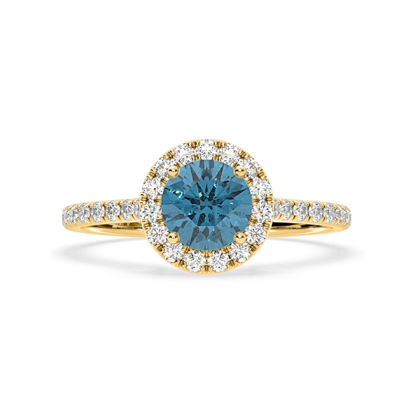 Reina Blue Lab Diamond 1.80ct Halo Ring in 18K Yellow Gold - Elara Collection - Image 3
