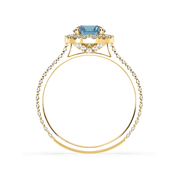 Reina Blue Lab Diamond 1.80ct Halo Ring in 18K Yellow Gold - Elara Collection - Image 5