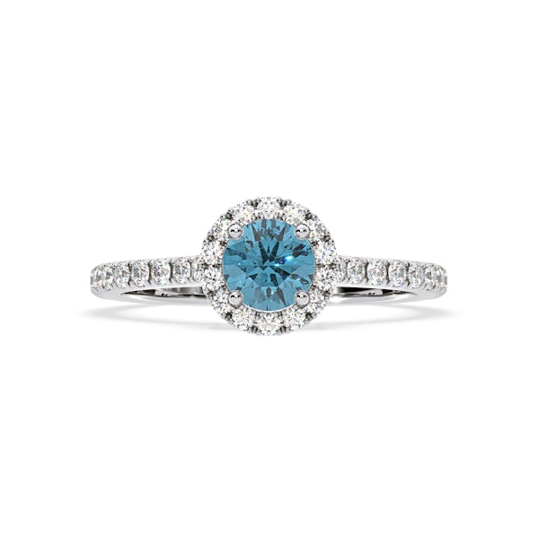 Reina Blue Lab Diamond 1.10ct Halo Ring in Platinum - Elara Collection - Image 3