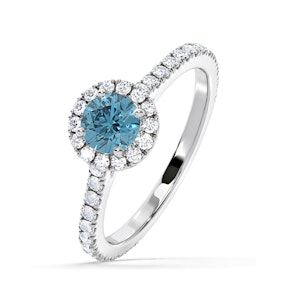 Reina Blue Lab Diamond 1.10ct Halo Ring in Platinum - Elara Collection