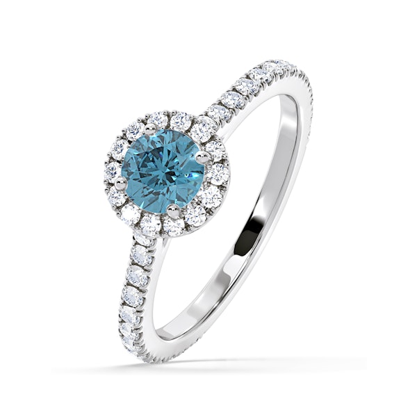 Reina Blue Lab Diamond 1.10ct Halo Ring in 18K White Gold - Elara Collection - Image 1