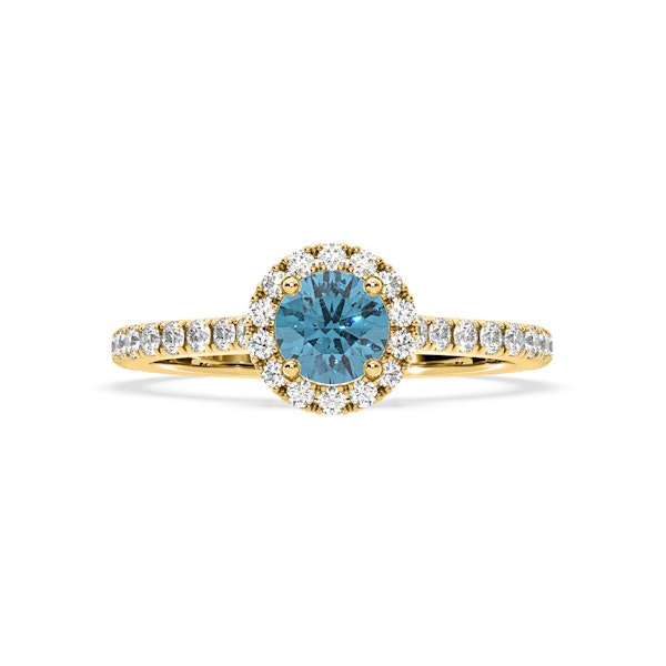 Reina Blue Lab Diamond 1.10ct Halo Ring in 18K Yellow Gold - Elara Collection - Image 3