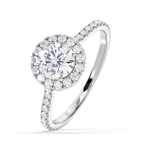 Reina GIA Diamond Halo Engagement Ring in Platinum 1.60ct G/SI1