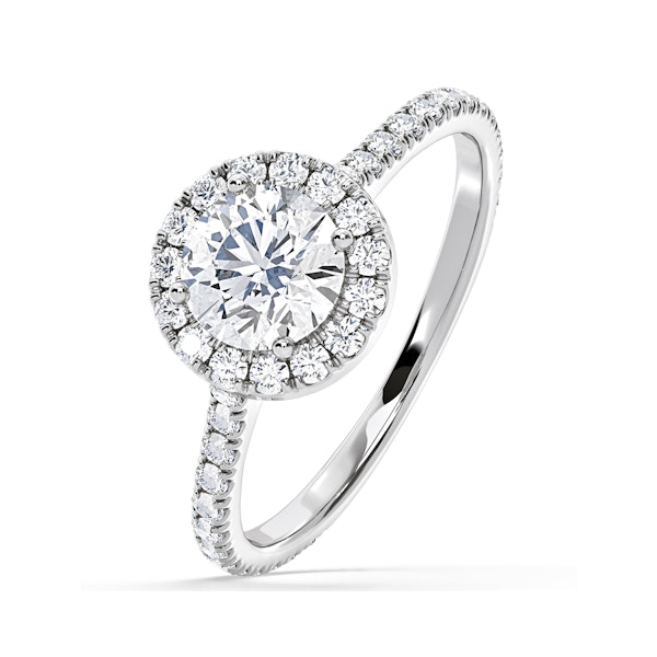 Reina GIA Diamond Halo Engagement Ring in 18K White Gold 1.80ct G/VS2 - Image 1