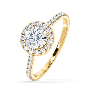 Reina GIA Diamond Halo Engagement Ring in 18K Gold 1.60ct G/SI2
