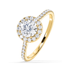Reina GIA Diamond Halo Engagement Ring in 18K Gold 1.60ct G/SI1