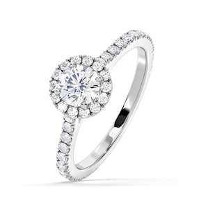 Reina GIA Diamond Halo Engagement Ring in 18K White Gold 1.40ct G/SI1