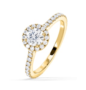 Reina GIA Diamond Halo Engagement Ring in 18K Gold 1.40ct G/SI1