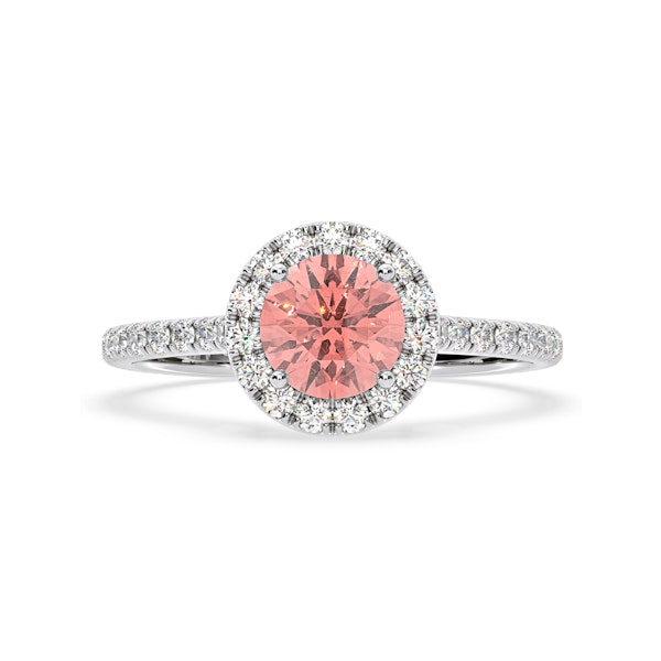Reina Pink Lab Diamond 1.80ct Halo Ring in 18K White Gold - Elara Collection - Image 3