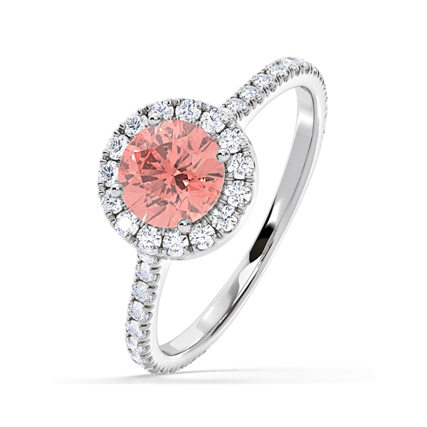 Reina Pink Lab Diamond 1.80ct Halo Ring in Platinum - Elara Collection - Image 1