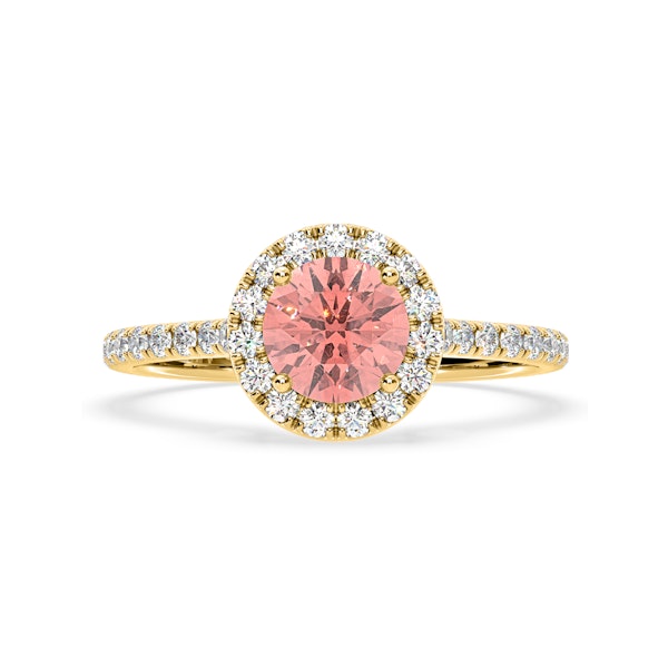 Reina Pink Lab Diamond 1.80ct Halo Ring in 18K Yellow Gold - Elara Collection - Image 3