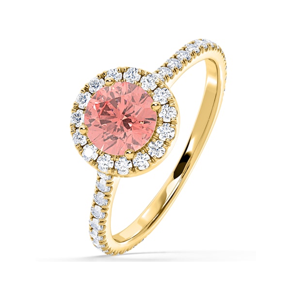 Reina Pink Lab Diamond 1.80ct Halo Ring in 18K Yellow Gold - Elara Collection - Image 1