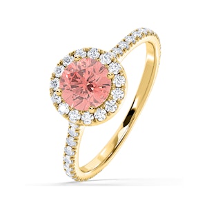 Reina Pink Lab Diamond 1.80ct Halo Ring in 18K Yellow Gold - Elara Collection