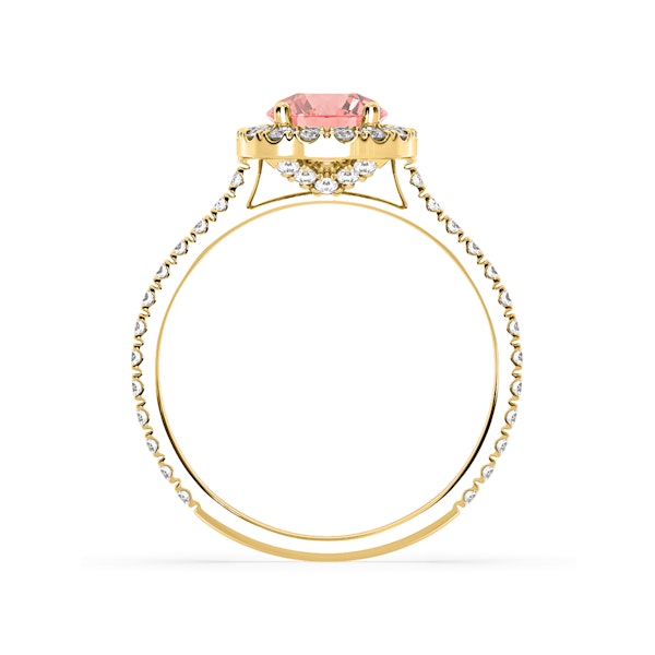 Reina Pink Lab Diamond 1.80ct Halo Ring in 18K Yellow Gold - Elara Collection - Image 5