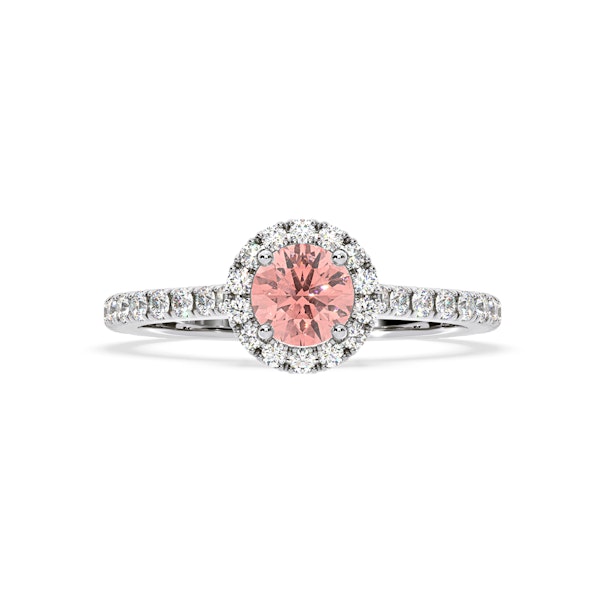 Reina Pink Lab Diamond 1.10ct Halo Ring in 18K White Gold - Elara Collection - Image 3