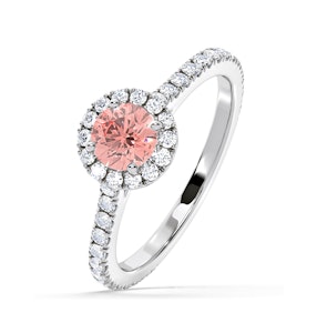 Reina Pink Lab Diamond 1.10ct Halo Ring in Platinum - Elara Collection