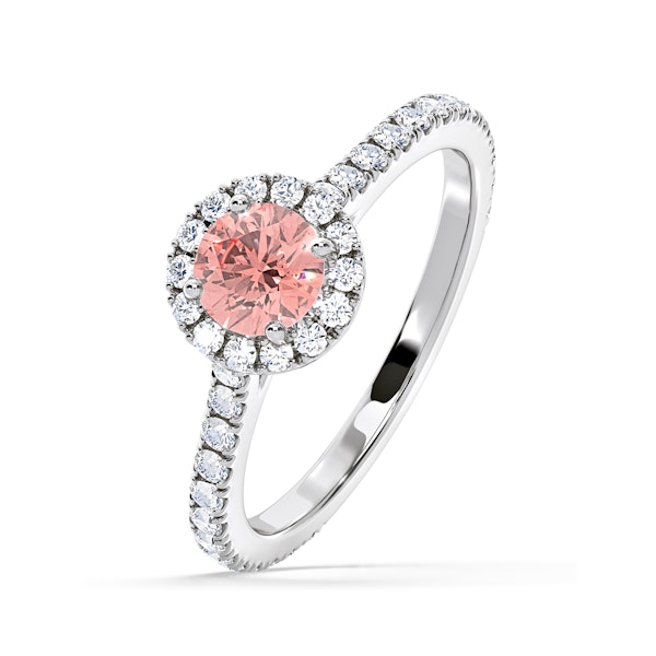 Reina Pink Lab Diamond 1.10ct Halo Ring in Platinum - Elara Collection - Image 1