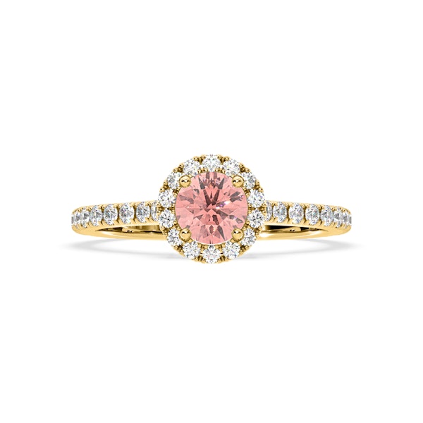 Reina Pink Lab Diamond 1.10ct Halo Ring in 18K Yellow Gold - Elara Collection - Image 3