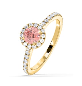 Reina Pink Lab Diamond 1.10ct Halo Ring in 18K Yellow Gold - Elara Collection