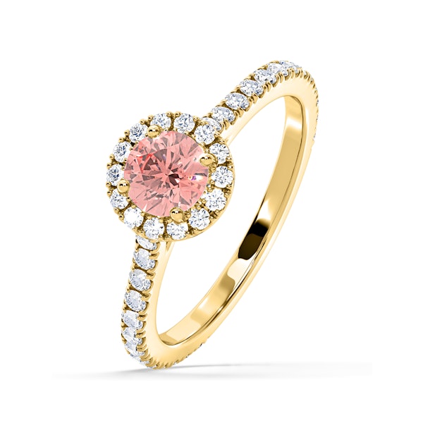 Reina Pink Lab Diamond 1.10ct Halo Ring in 18K Yellow Gold - Elara Collection - Image 1