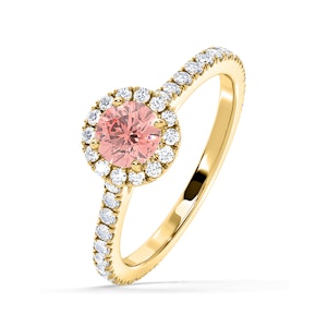 Reina Pink Lab Diamond 1.10ct Halo Ring in 18K Yellow Gold - Elara Collection